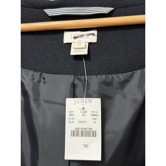 J Crew Womens Toggle Wool Blend Long Coat Size 14 Black Heavyweight Winter Coat - Picture 11 of 14